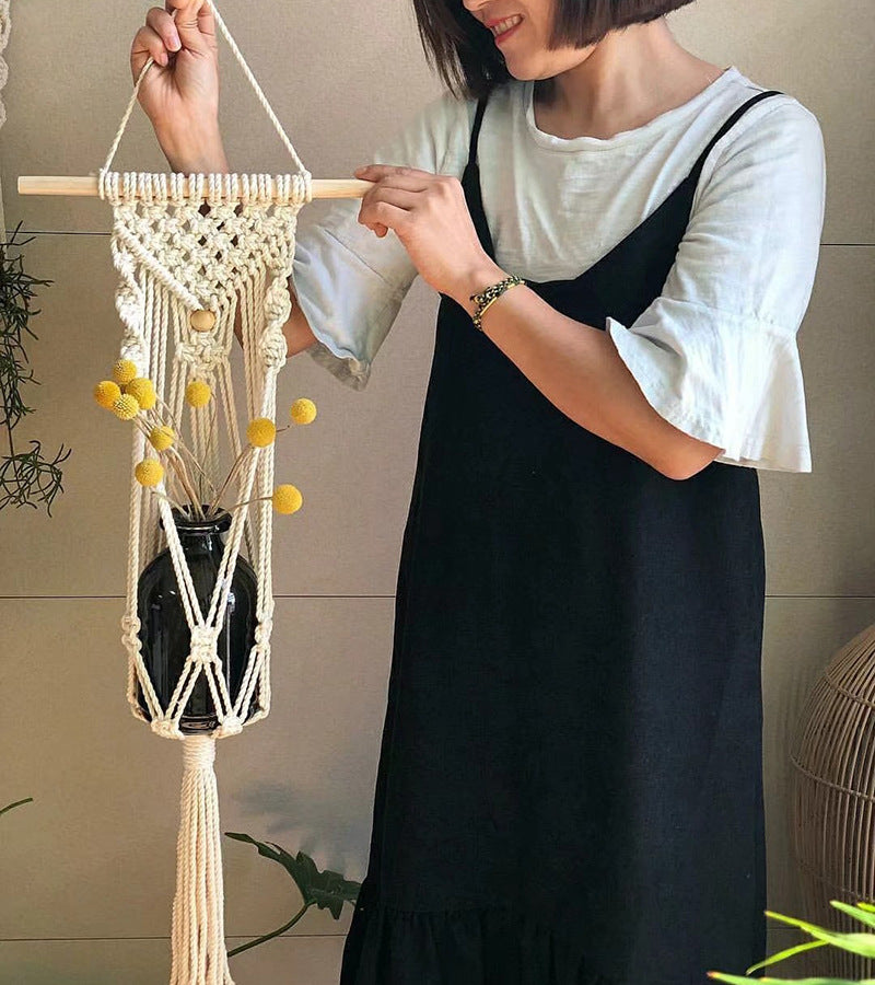 Hand-woven Hanging Basket Hanging Pocket Bohemian Tapestry Hotel Living Room Bedroom Gardening Decoration Net Bag Aerial Strap