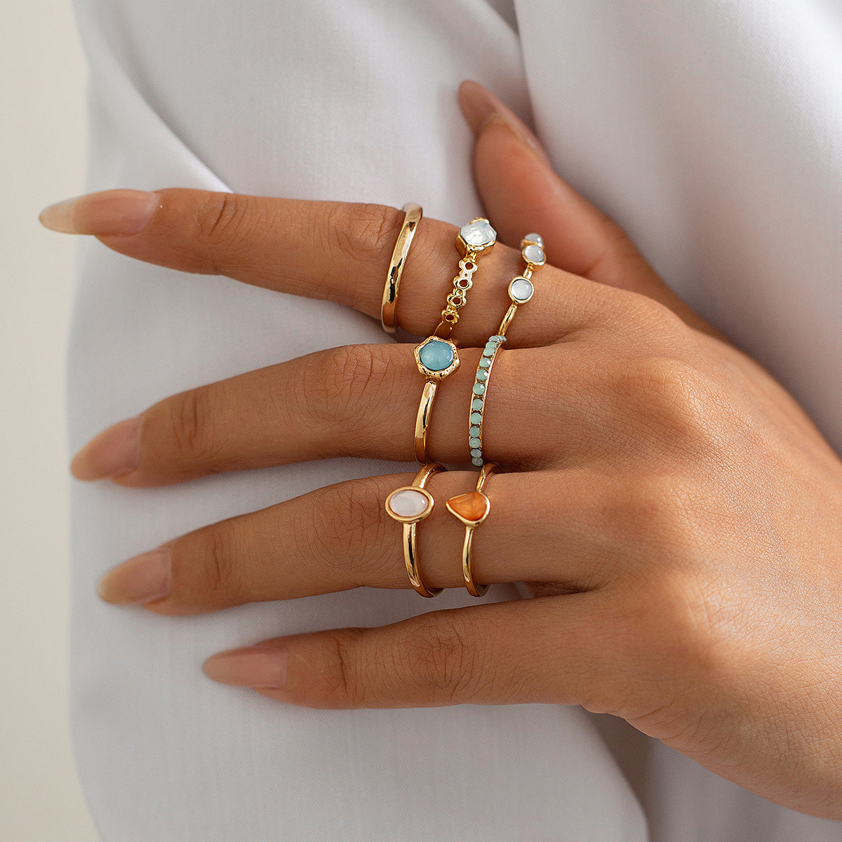 Cold Inlaid Gem Irregular Ring