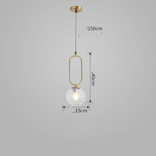 All Copper Nordic Restaurant Lamp Bar Table Chandelier Simple Creative Bedside Lamp Single Head Clothing Store Glass Spherical Lamp