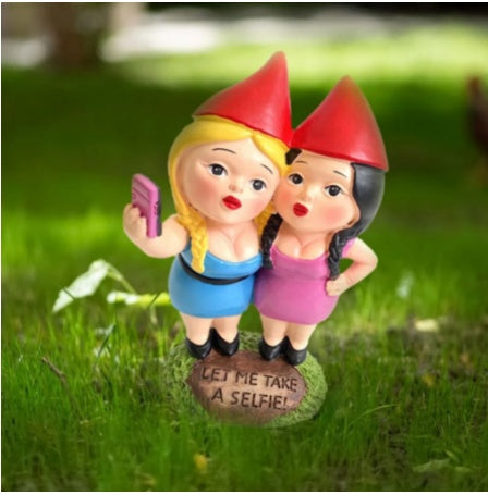 Taking Selfie Christmas Decor Small Sculpture For Home Fairy Garden Miniature Lawn