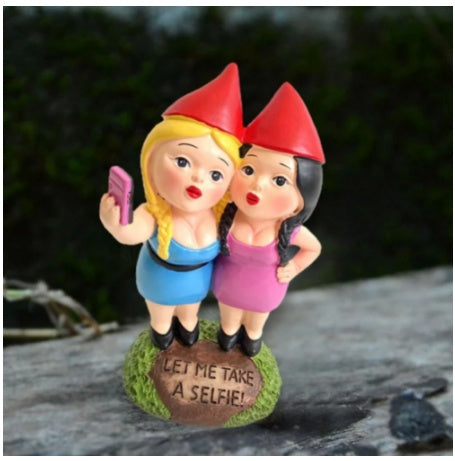 Taking Selfie Christmas Decor Small Sculpture For Home Fairy Garden Miniature Lawn