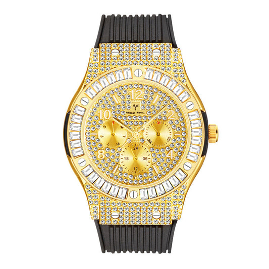 Full Rhinestone Silicone Band Men's Watch