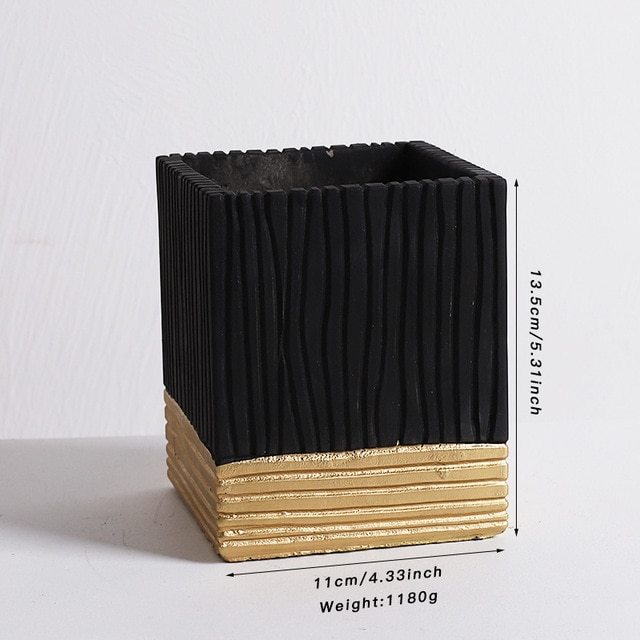 Nordic style senior grey striped succulent potted plant