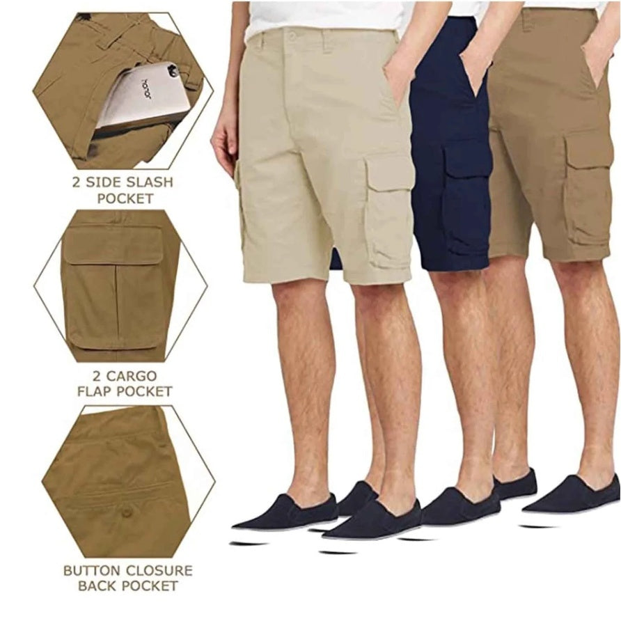 Breathable Stretch Cargo Shorts With Belt Quick-drying