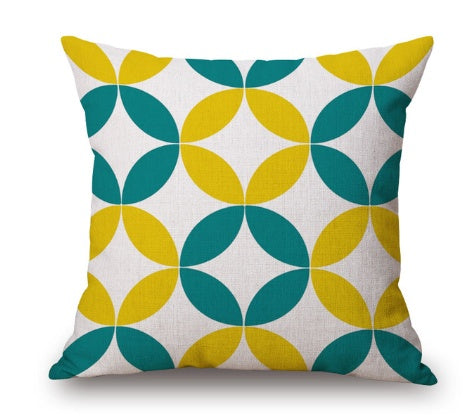 Nordic yellow green geometric print cushion cover