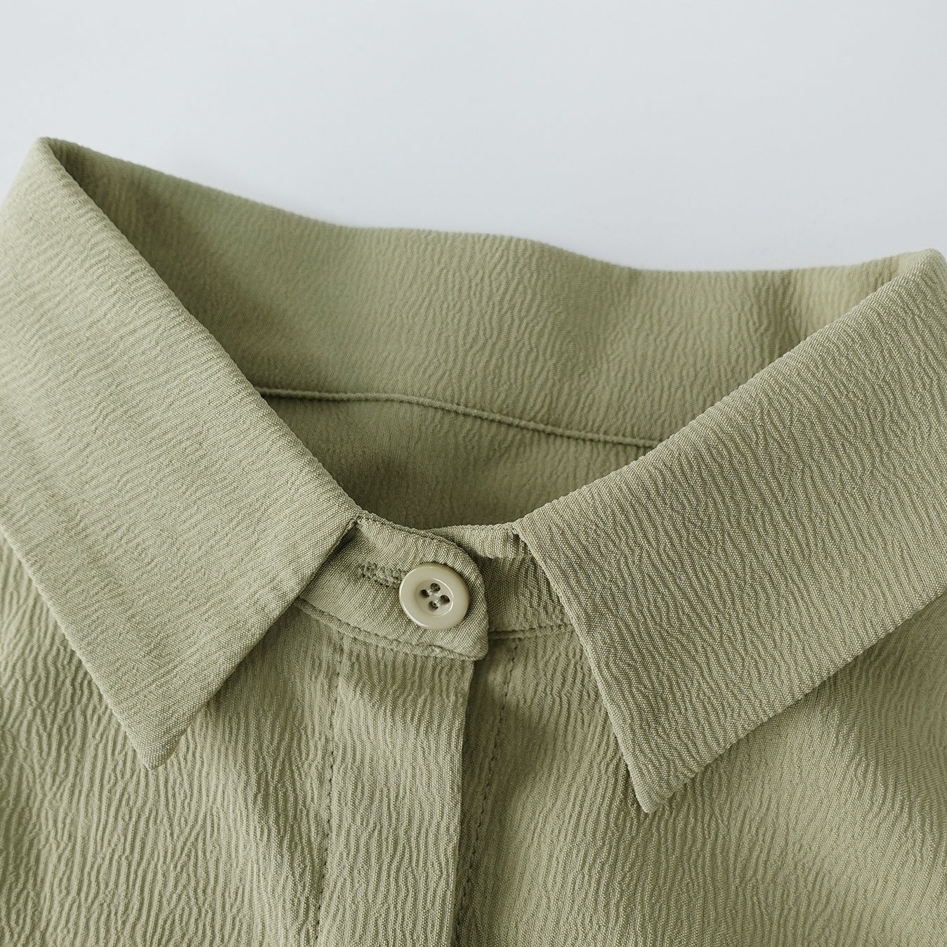 Ladies' Fashionable And Elegant Short Sleeved Lapel Waist Cross Strap Design Solid Color Shirt