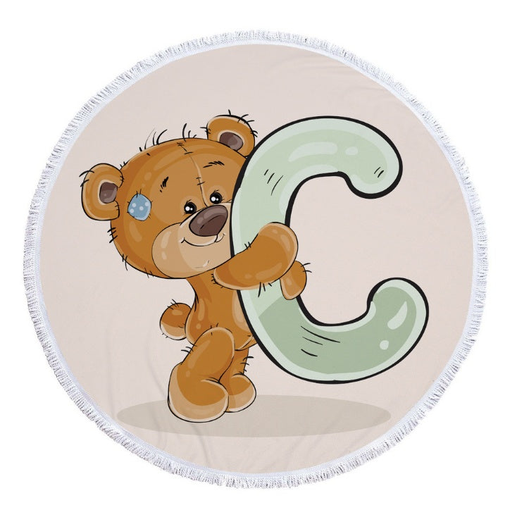 Round fringed beach towel