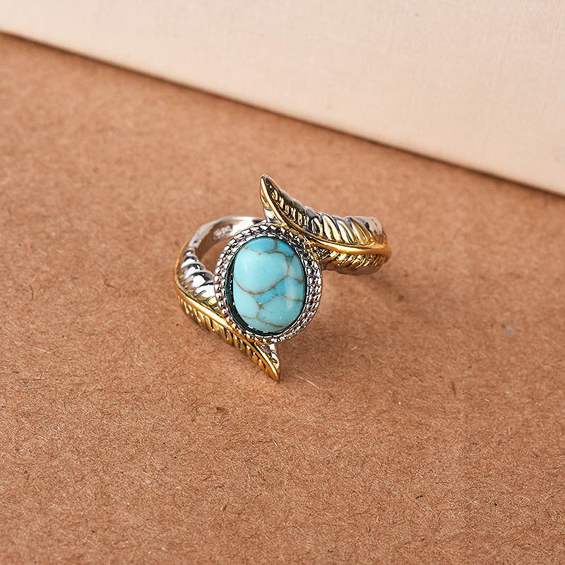 Copper Luxury Inlaid Turquoise Separation Party Engagement Ring