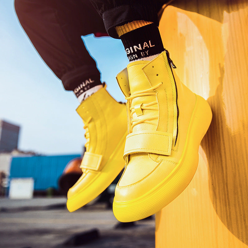 Side zipper personalized men's shoes