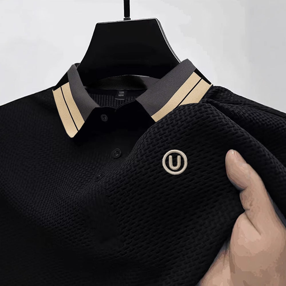 High-end Mesh Ice Silk Short Sleeve Solid Color U Printing