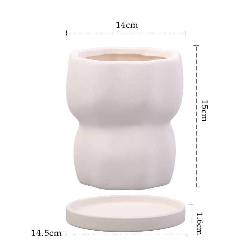 Plain Fired Breathable Ceramic Flowerpot