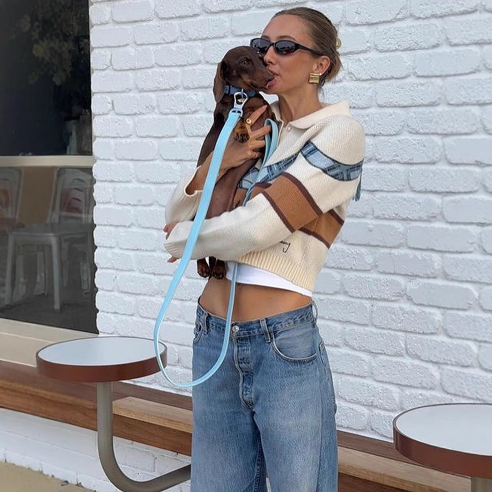 Women's Cute Short Lapels Puppy Sweater