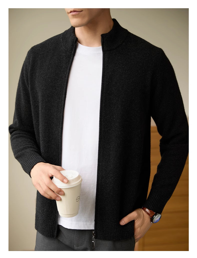 Men's Zipper Stand-up Collar Cardigan Coat