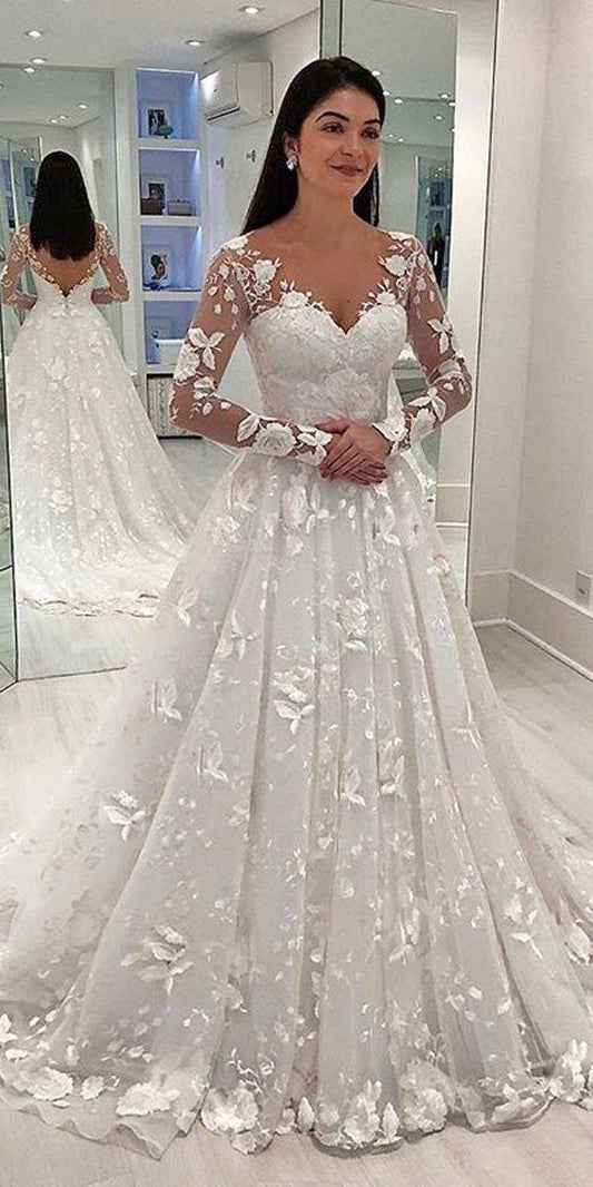 Lace Deep V Long Sleeve Dress Long Dress