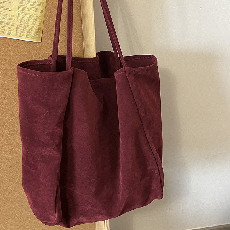 Autumn And Winter Large Capacity Suede Idle Style Shoulder Bag Versatile Handheld Shopping Bag