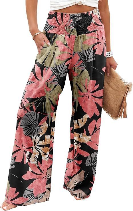 Summer Women's Fashion Loose Temperament Printed High Waist Wide Leg Trousers