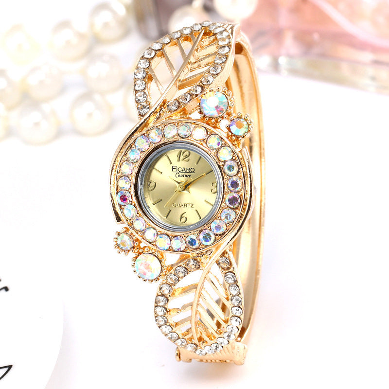 Four-leaf clover diamond bracelet watch