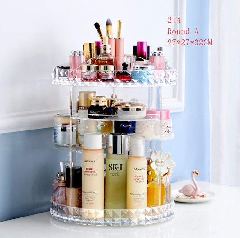 Transparent rotating cosmetic case