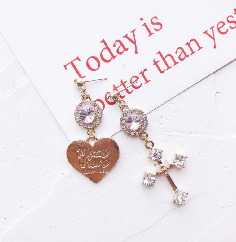 Baroque Cross Love Diamond Stud Earrings Earrings Earrings