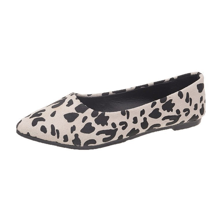 Fashion Flat Pointed Toe Shoes Leopard Print Women Flat Pumps