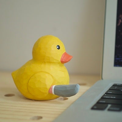 Pure Handmade Wood Carving Fat Bird Chirping