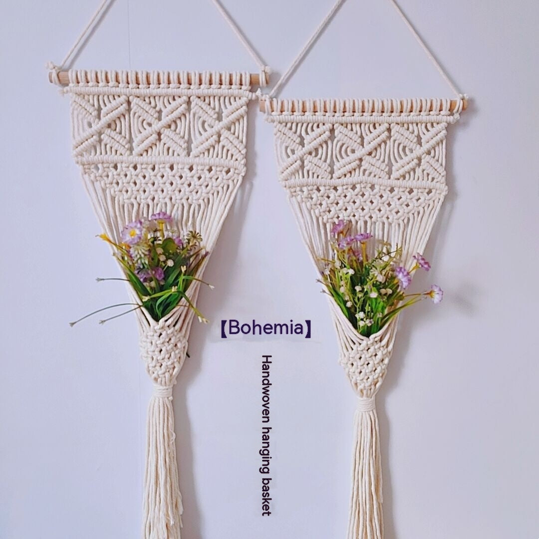 Nordic Style Woven Cotton Hanging Basket Gardening Hanging Net Pocket Flower Basket