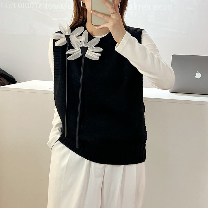 Women's Round-neck Loose Knitted Sweater Vest