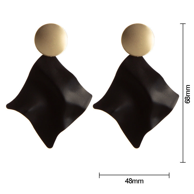 Geometric retro earrings black gold earrings