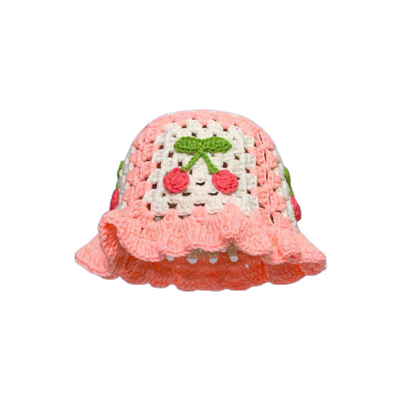 Retro Hollow Flower Handmade Knitted Hat Women