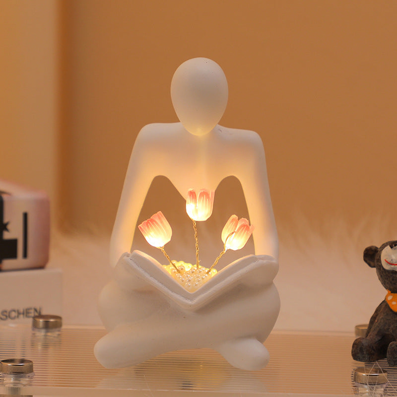 Silence Is The Golden Thinker Small Night Lamp Bouquet Handmade Ornaments Home Decor