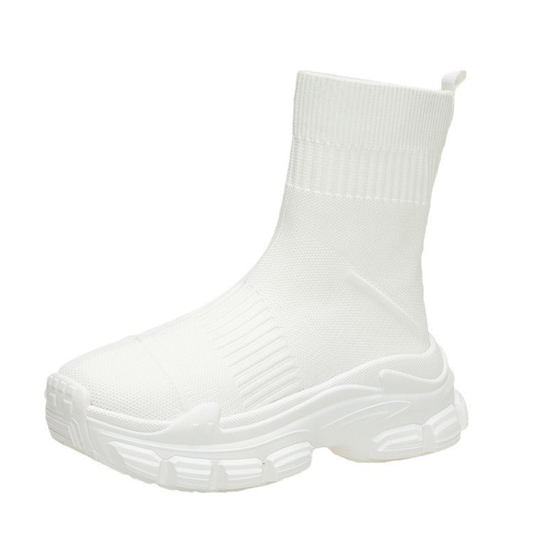 Platform Knitted Sports Casual Shoes And Boots