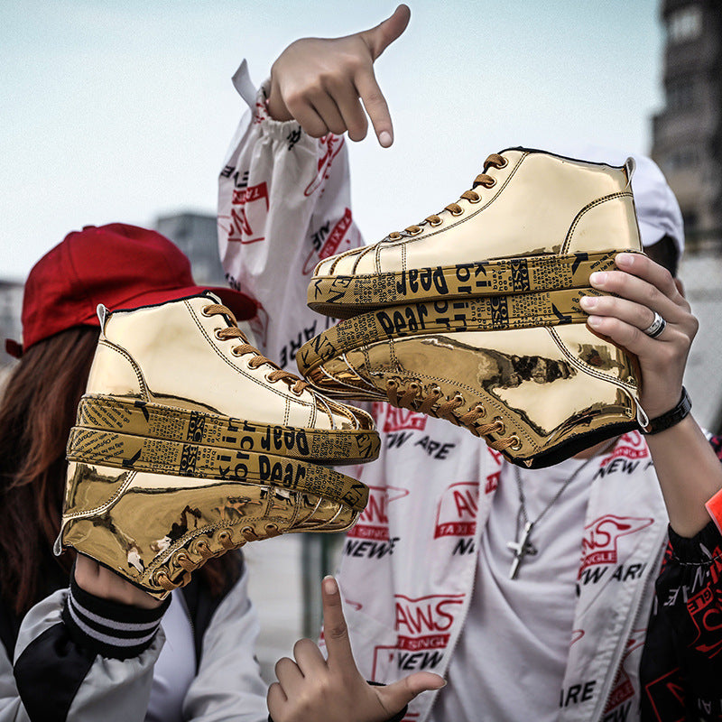 Shoe high-top patent leather fashion casual shoes