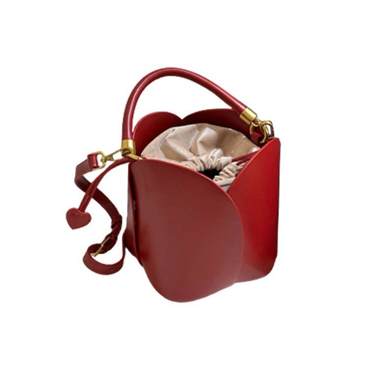 Popular Red Bridal Petal Portable Bucket Bag