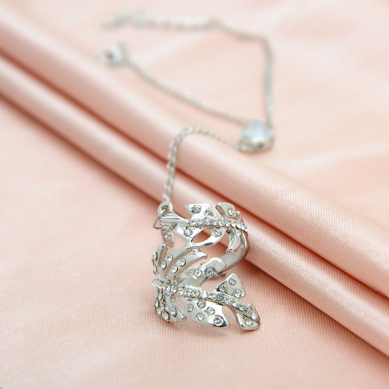 Fashion Bracelet With Leaf Ring Set