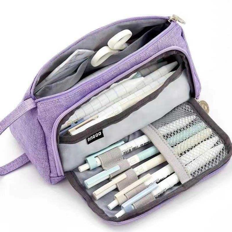 Multifunctional Large-capacity Cosmetic Bag Candy Color Cotton Linen Korean Simple Pencil Bag