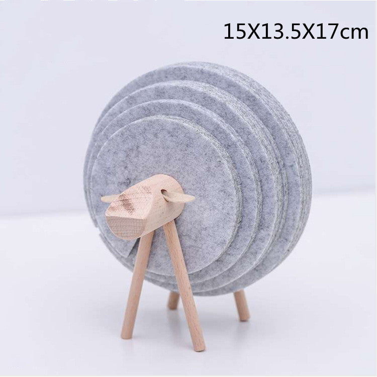 Sheep Elk Anti-Skid Absorbent Insulation Tea Ceremony Felt Coaster Japanese Style Creative Home Office