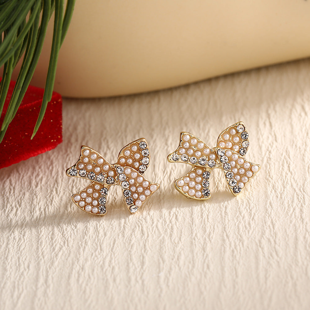 Christmas Fashion Elk Christmas Tree Snowflake Diamond Personalized Three-dimensional Cartoon Earrings