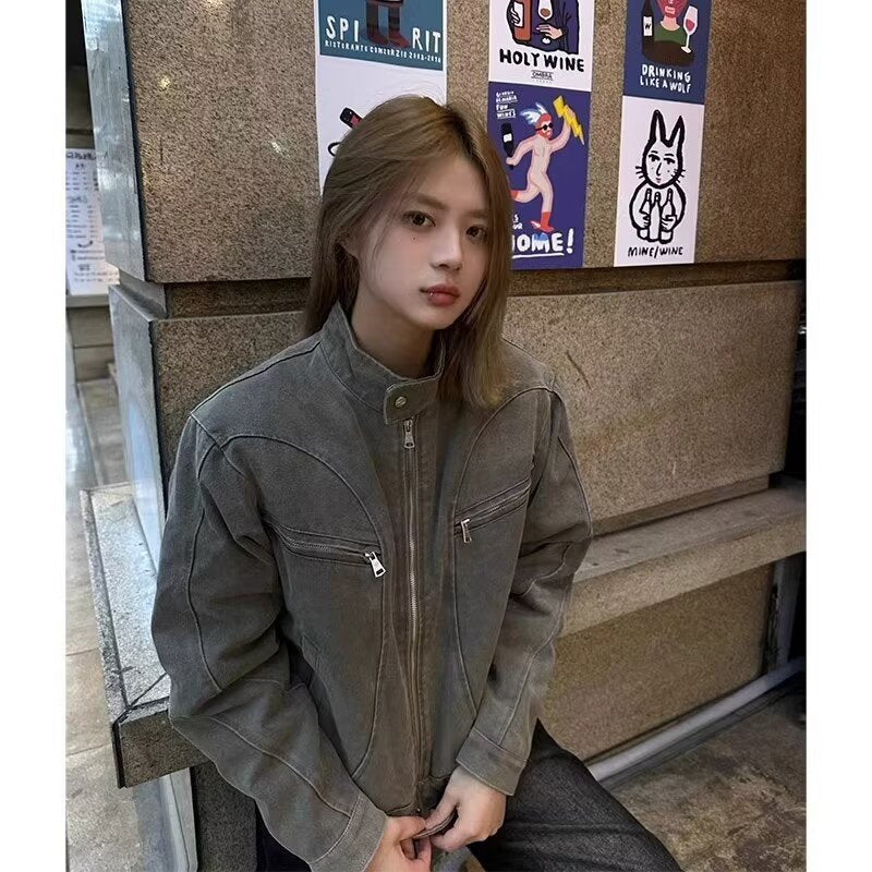 American Retro Washed Short Denim Coat