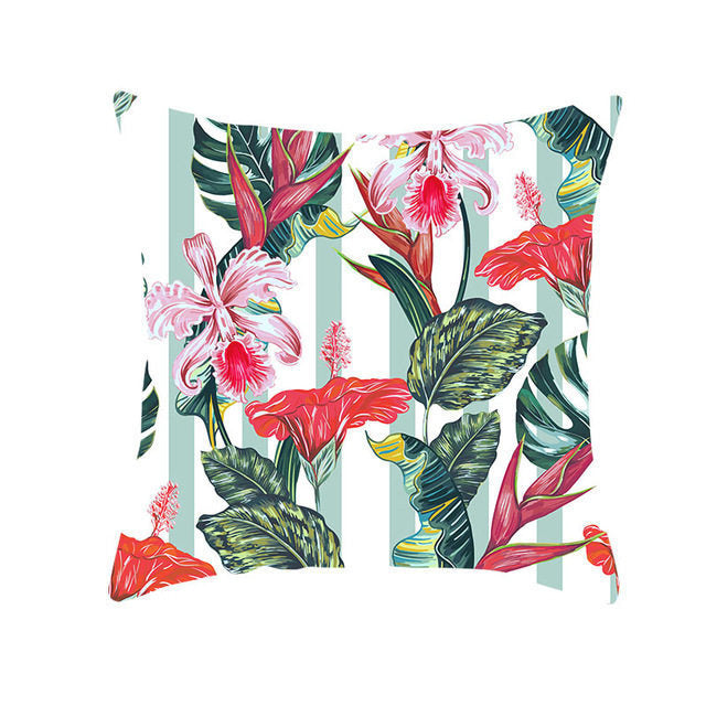 Summer Tropical Plants Decorative Pillowcase Green Leaves