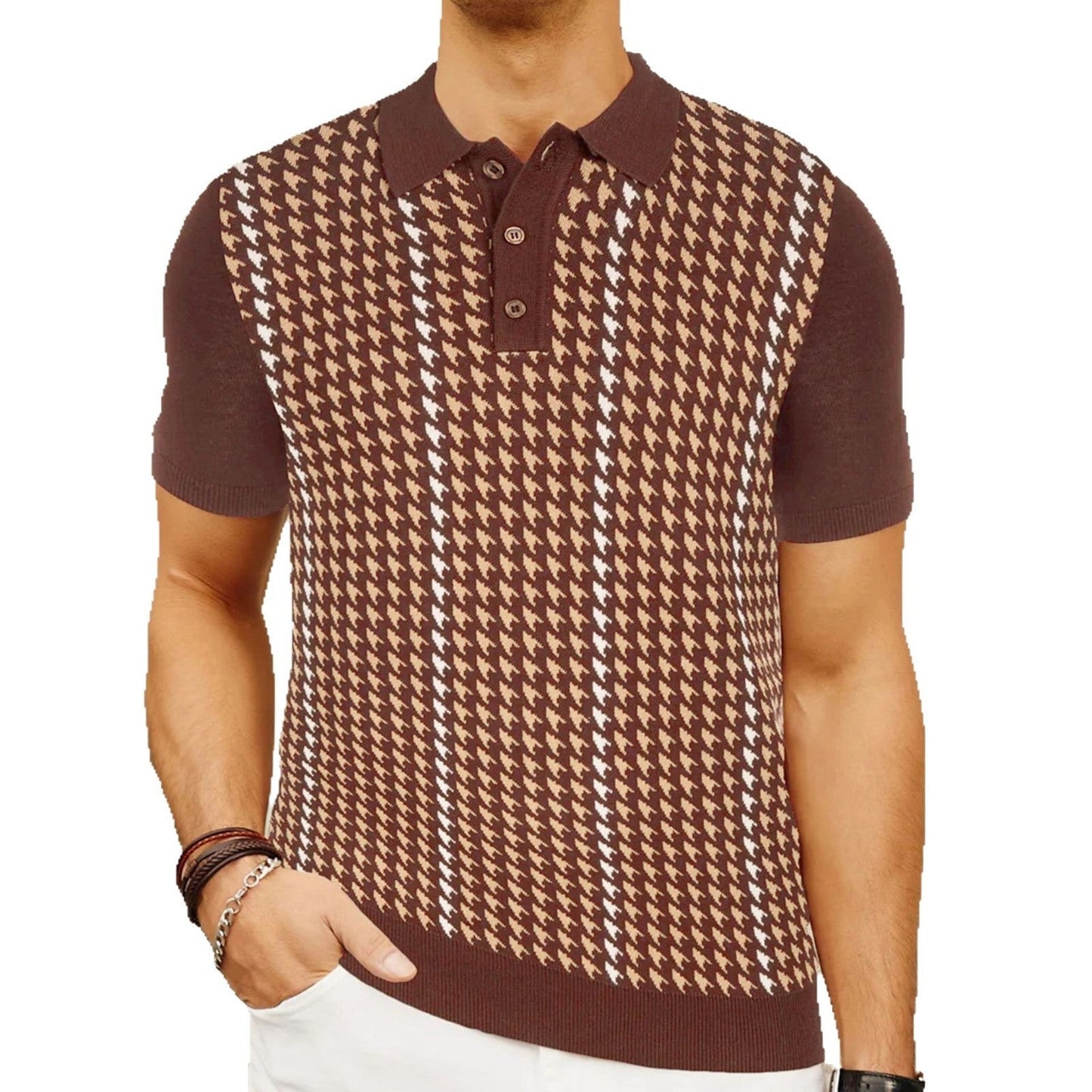 Houndstooth Jacquard Summer High-end Tencel Knitwear Top