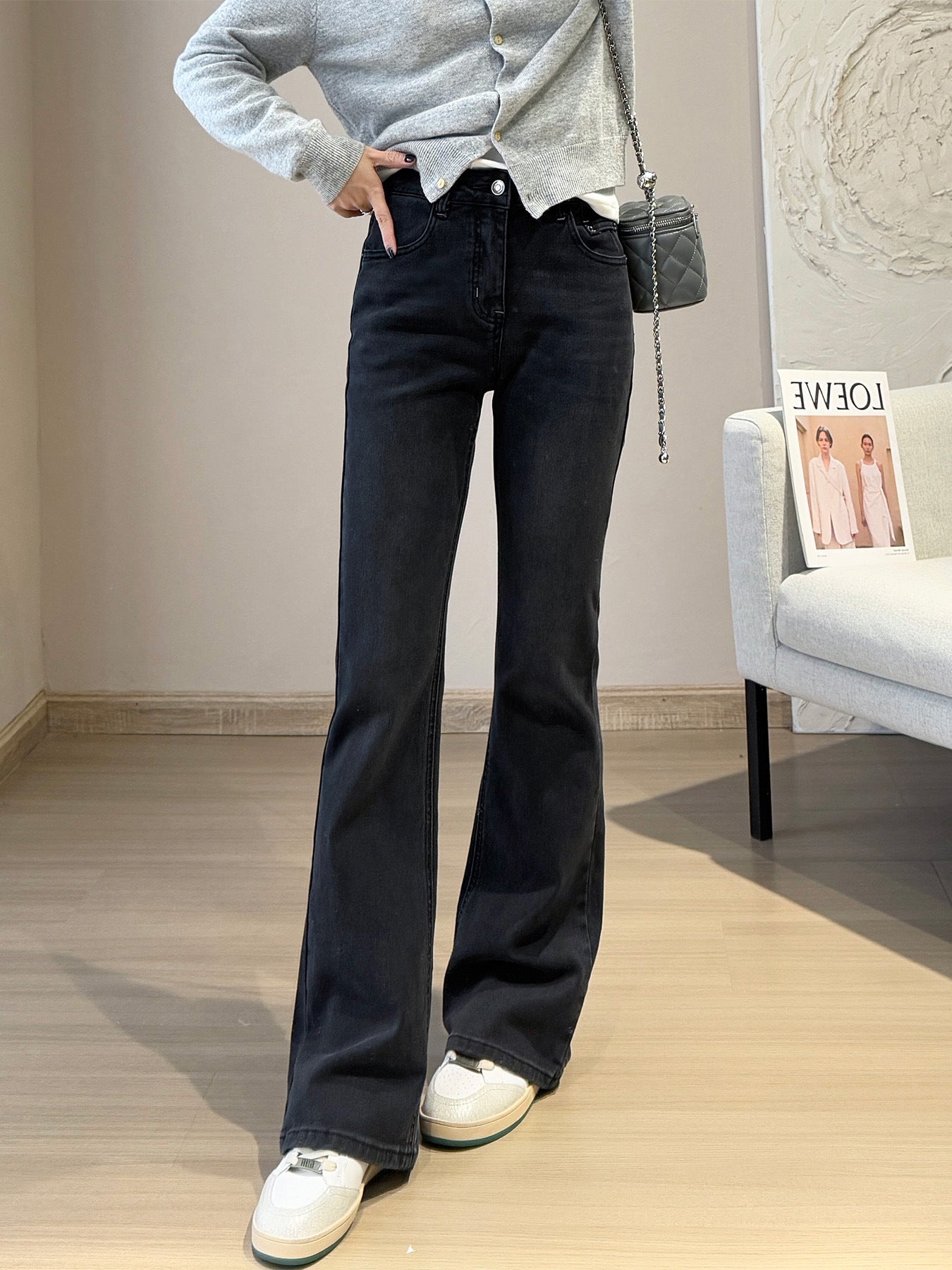 Goddess Long Legs Bootcut Trousers High Waist Slimming Slim Micro Elastic Small Horn