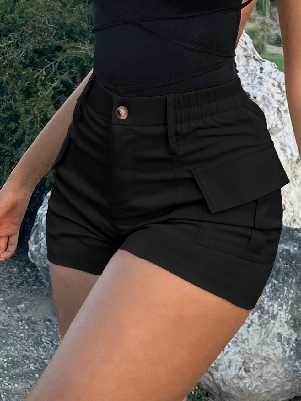 Summer American Casual Solid Color Short Shorts