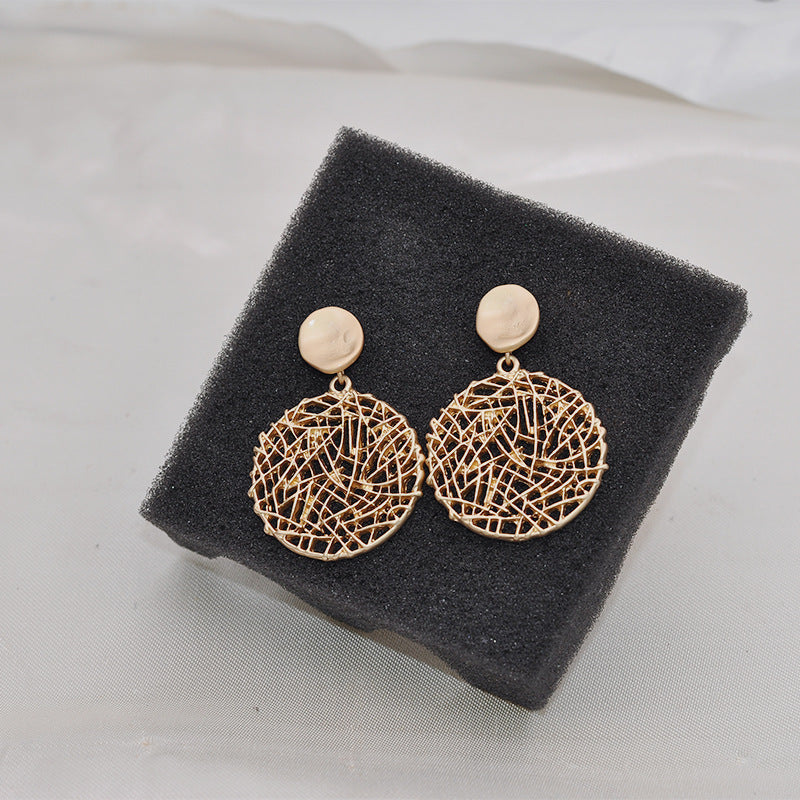 Textured staggered cutout earrings mesh earrings