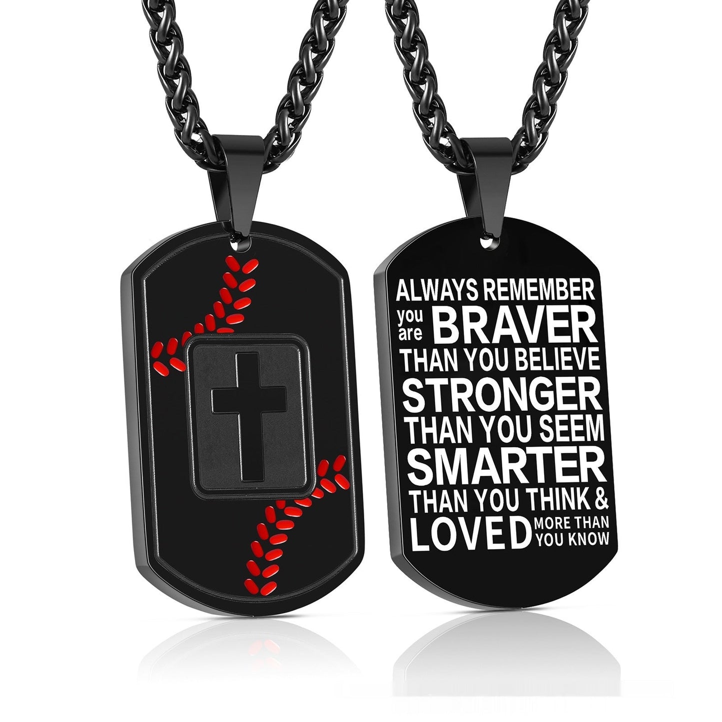 Baseball Pendant Cross Scripture European And American Sports Style Stainless Steel Army-style Necklace