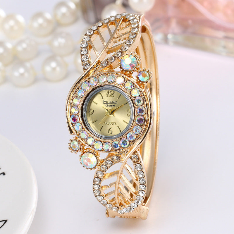 Four-leaf clover diamond bracelet watch