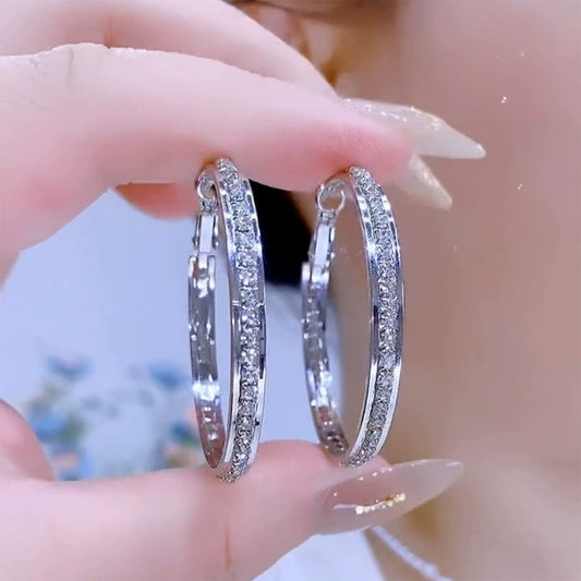 Big Hoop Earrings Fashionable Design With Diamonds