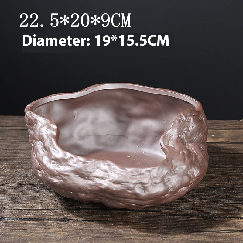 Ge Kiln Purple Sand Succulent Creative Green Plants Potted Ceramic Bonsai Flower Pot