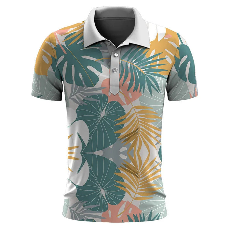 Hawaiian Plant Summer Printed Men's Short Sleeve
