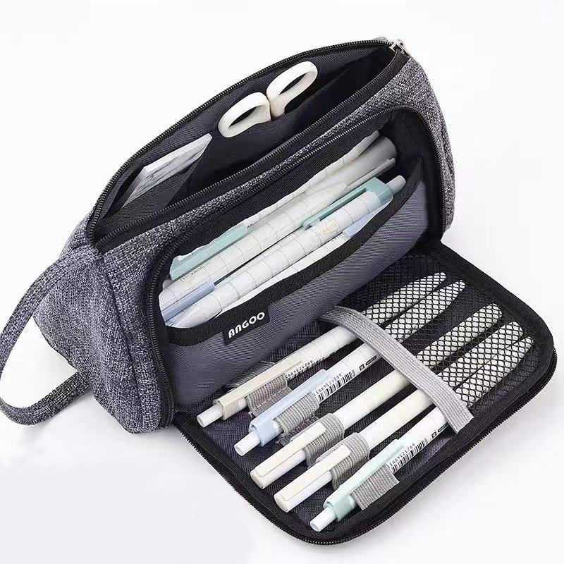 Multifunctional Large-capacity Cosmetic Bag Candy Color Cotton Linen Korean Simple Pencil Bag