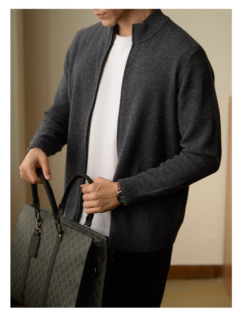 Men's Zipper Stand-up Collar Cardigan Coat